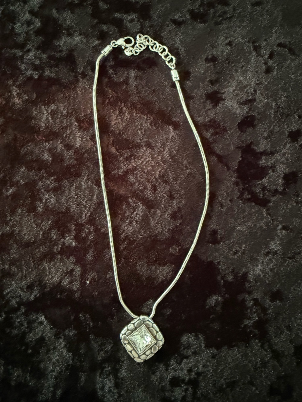 Brighton Silver-Tone Square Pendant with Clear Crystal